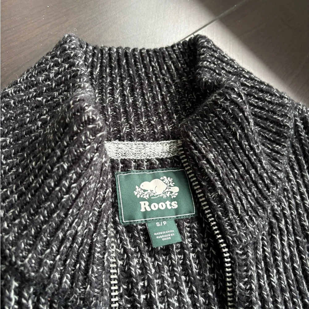 Roots Gray Ribbed Zip Up Cardigan Sweater - Picture 2 of 5